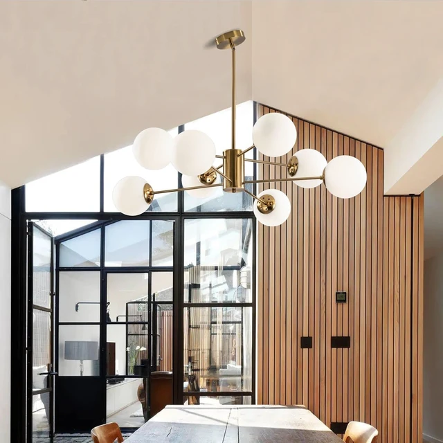Alt view image 4 of 7 - KCO Lighting 8-Light Glass Sputnik Chandelier Light Modern Gold Chandeliers Pendant Light Fixture Vintage Globe Ball Ceiling Flush Mount Light Fixture Kitchen Island