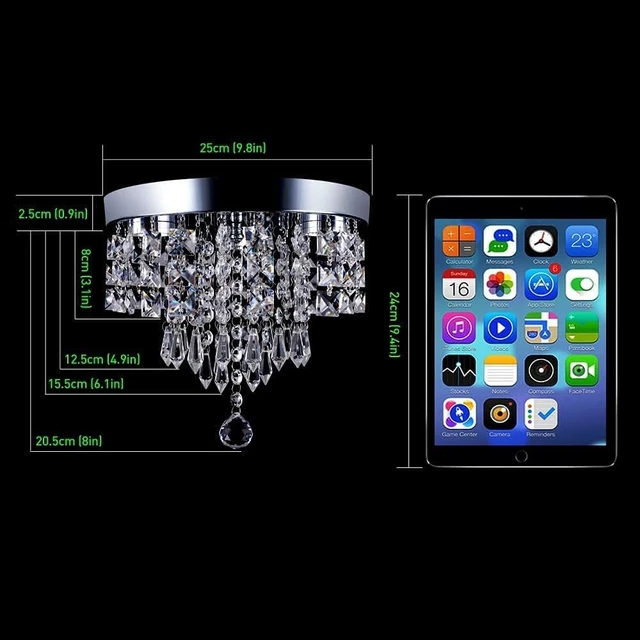 Alt view image 2 of 7 - Deckrico Mini Crystal Chandelier 9.84'' Hallway Ceiling Light, White Light