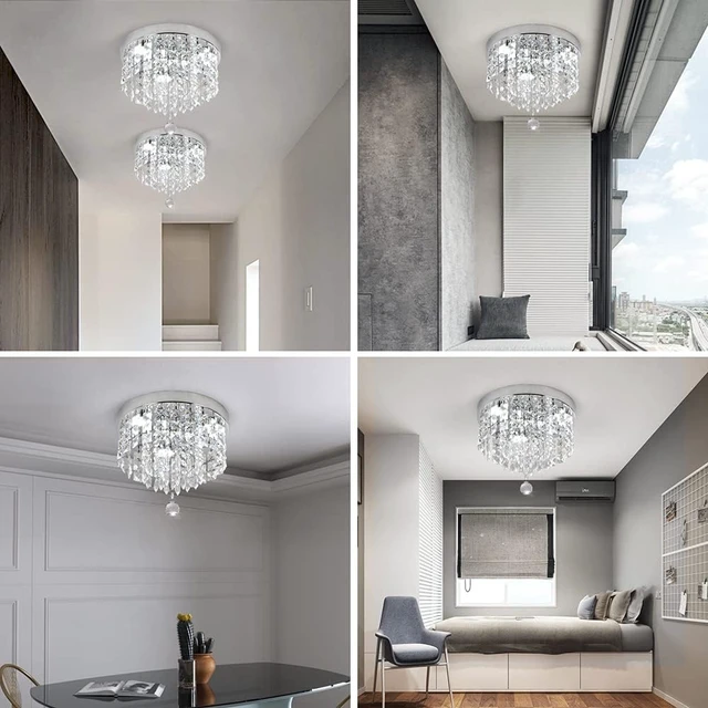 Alt view image 3 of 7 - Deckrico Mini Crystal Chandelier 9.84'' Hallway Ceiling Light, White Light