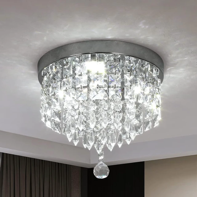 Alt view image 5 of 7 - Deckrico Mini Crystal Chandelier 9.84'' Hallway Ceiling Light, White Light