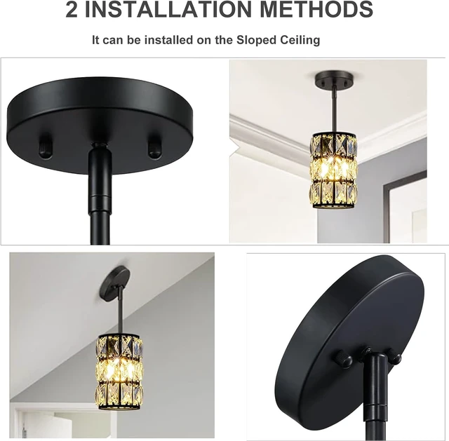 Alt view image 3 of 7 - 3 Pack Black Crystal Pendant Light, Modern Glam Linear Chandelier