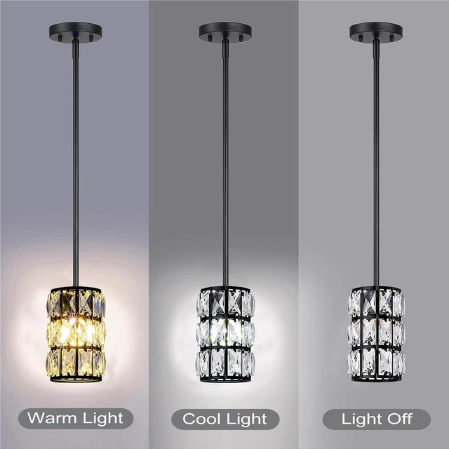 Alt view image 4 of 7 - 3 Pack Black Crystal Pendant Light, Modern Glam Linear Chandelier
