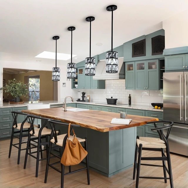 Alt view image 5 of 7 - 3 Pack Black Crystal Pendant Light, Modern Glam Linear Chandelier