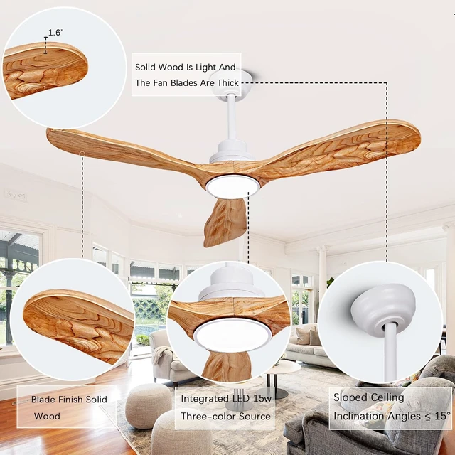 Alt view image 4 of 7 - 52In Wood Ceiling Fan with Lights,Noiseless Reversible DC Motor with Remote