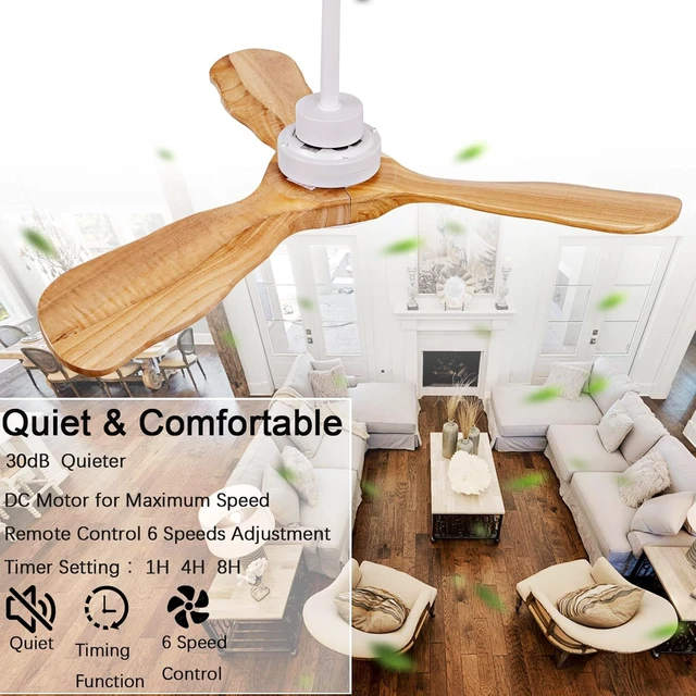 Alt view image 6 of 7 - 52In Wood Ceiling Fan with Lights,Noiseless Reversible DC Motor with Remote