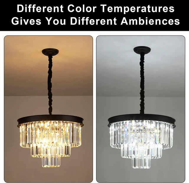 Alt view image 7 of 7 - Black Crystal Chandelier Modern 20" Round Light Fixtures for Living Room