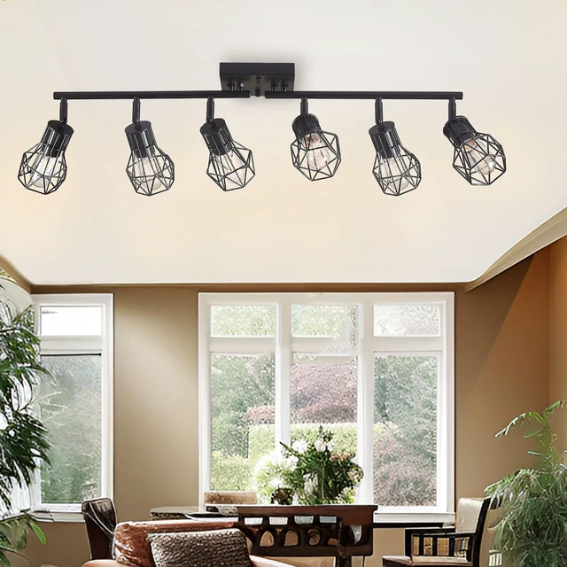 Alt view image 2 of 7 - Matte Black Ceiling Mount Track Lighting 6-Light E26 for Kitchen