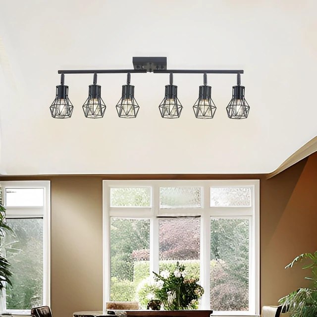 Alt view image 3 of 7 - Matte Black Ceiling Mount Track Lighting 6-Light E26 for Kitchen