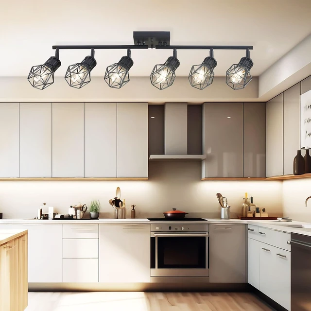 Alt view image 5 of 7 - Matte Black Ceiling Mount Track Lighting 6-Light E26 for Kitchen