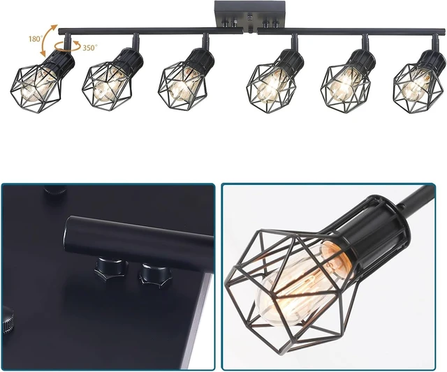 Alt view image 6 of 7 - Matte Black Ceiling Mount Track Lighting 6-Light E26 for Kitchen