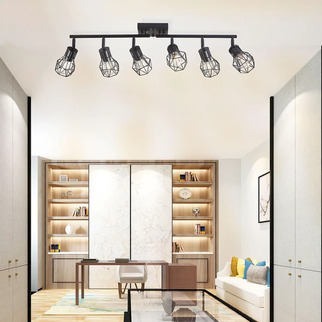 Alt view image 7 of 7 - Matte Black Ceiling Mount Track Lighting 6-Light E26 for Kitchen