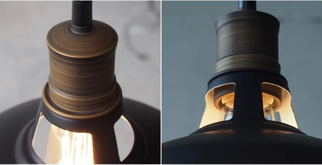Alt view image 3 of 7 - CLAXY Black Plug-in Pendant Light Metal Barn Lights with On/Off Switch