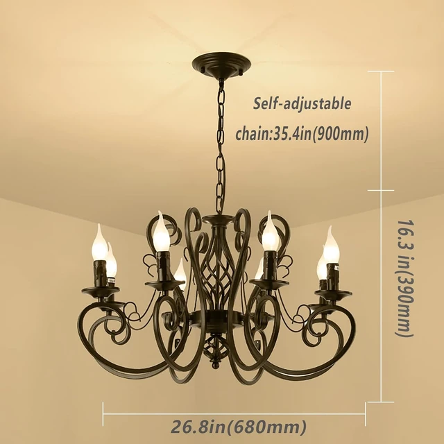 Alt view image 3 of 7 - Ganeed 8-Light French Country Chandelier, 26.8-Inch Matte Black