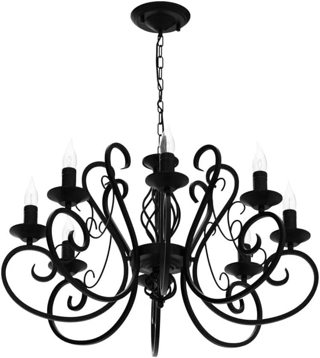 Alt view image 4 of 7 - Ganeed 8-Light French Country Chandelier, 26.8-Inch Matte Black