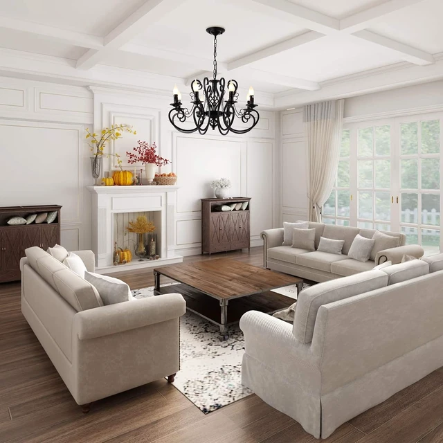 Alt view image 7 of 7 - Ganeed 8-Light French Country Chandelier, 26.8-Inch Matte Black