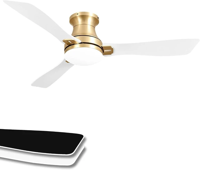 Main image of OFANTOP 52 Inch Flush Mount White Gold Ceiling Fan with Lights and Remote