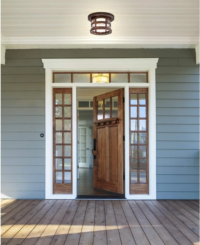 Alt view image 2 of 7 - Design House Washburn Outdoor Flush Mount Ceiling Light, Bronze