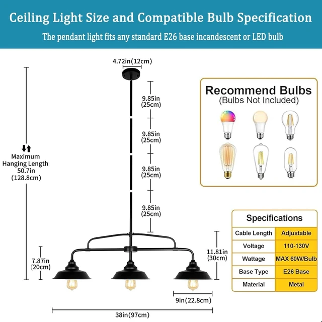 Alt view image 4 of 7 - Modern Farmhouse Pendant Light Industrial Linear Chandelier
