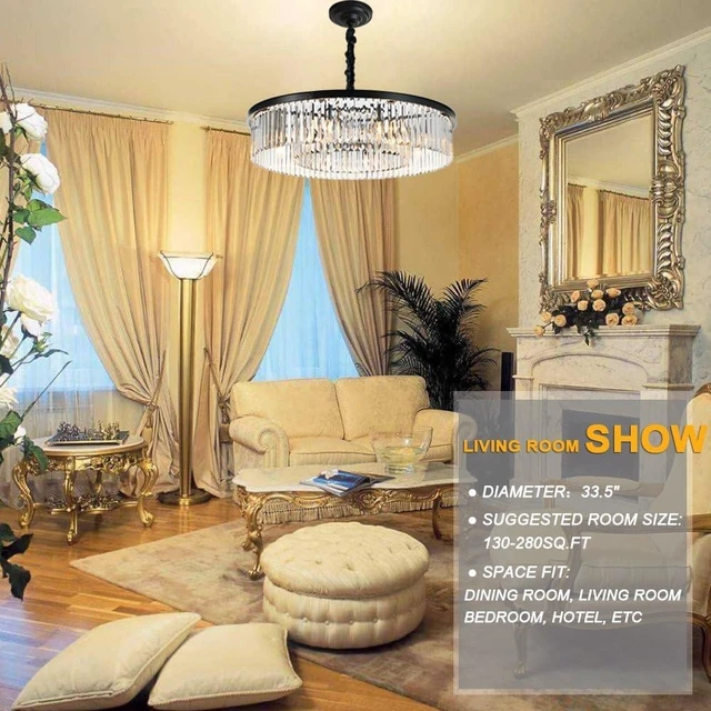 Alt view image 2 of 6 - Crystal Chandeliers Modern Contemporary Ceiling Lights Fixtures Pendant Lighting for Dining Room Living Room Chandelier D33.5 (8 Lights)