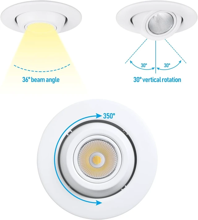 Alt view image 5 of 7 - TORCHSTAR 4-Pack 4 Inch 5CCT LED Eyeball Retrofit Recessed Light Dimmable