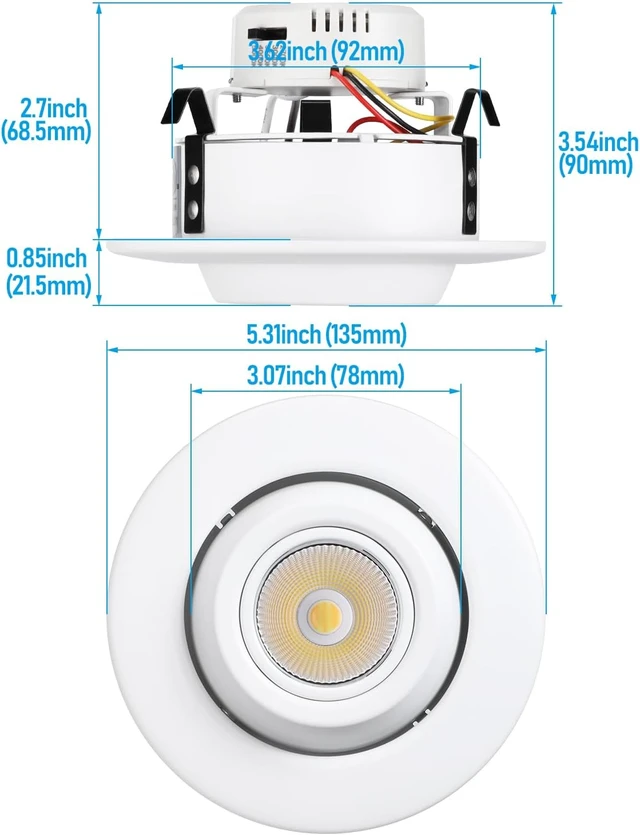 Alt view image 6 of 7 - TORCHSTAR 4-Pack 4 Inch 5CCT LED Eyeball Retrofit Recessed Light Dimmable