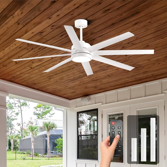 Main image of Conciseer 65 Inch Ceiling Fan with Light and Remote Control for Bedroom Living Room Kitchen Home Office, Indoor/Outdoor Use, 6CCT Dimmable, 8 Blades 6 Speed Reversible Quiet DC Motor, White