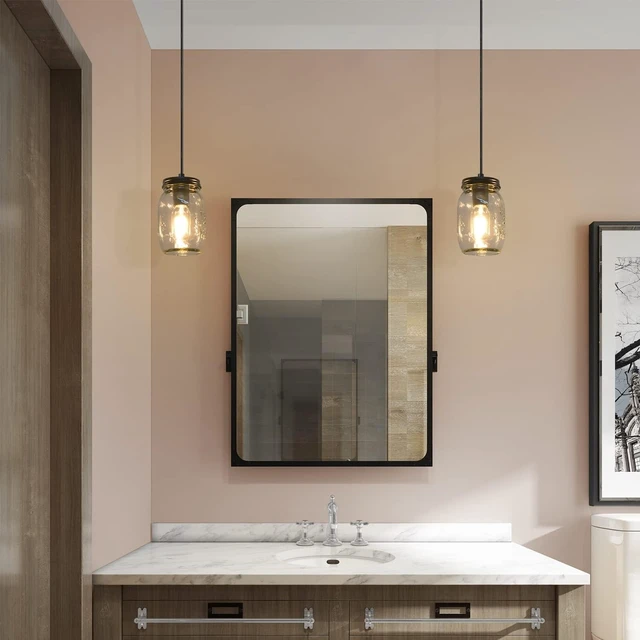 Alt view image 3 of 7 - Glass Mason Jar Light Fixtures, 1-Light Kitchen Island Lighting, Farmhouse Pendant Lights Kitchen Island, Adjustable Black Hanging Lights for Kitchen Over Sink Dining Room
