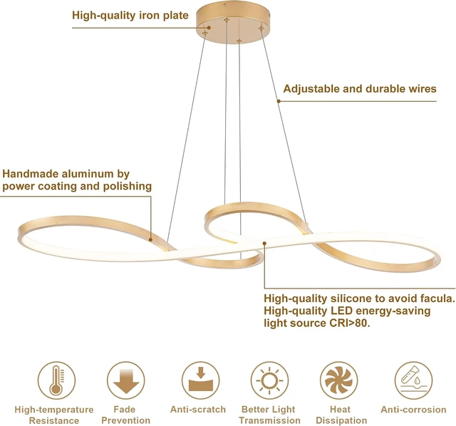 Alt view image 4 of 7 - Modern LED Chandelier,Creative Pendant Light Gold
