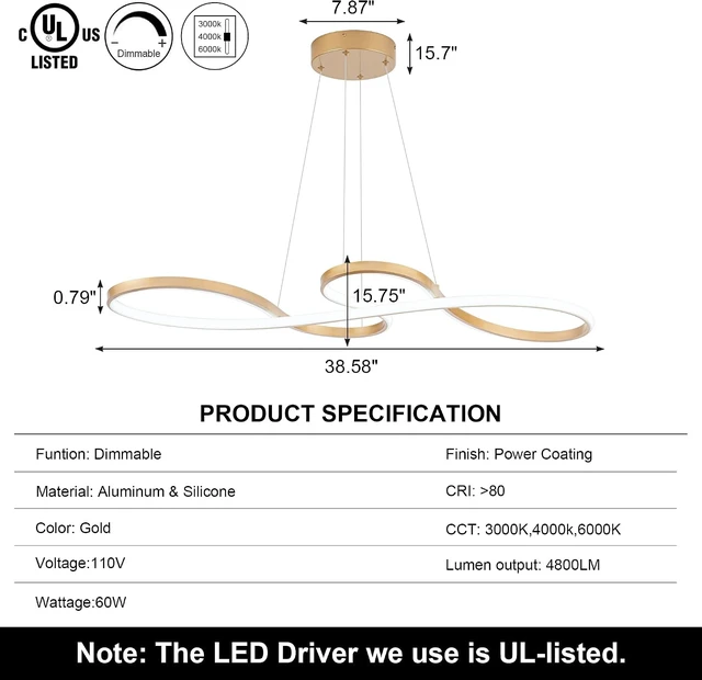 Alt view image 5 of 7 - Modern LED Chandelier,Creative Pendant Light Gold