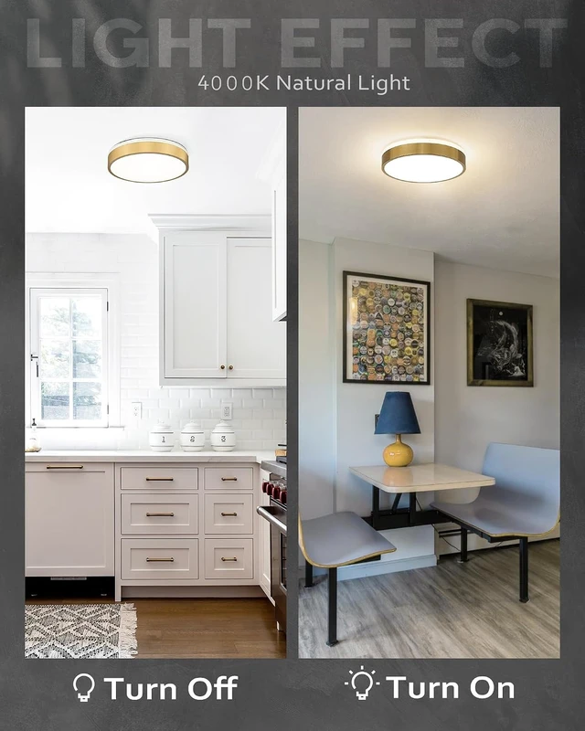 Alt view image 2 of 7 - Ken & Ricky 12" Modern Flush Mount Ceiling LightBrush Gold,1 Pack