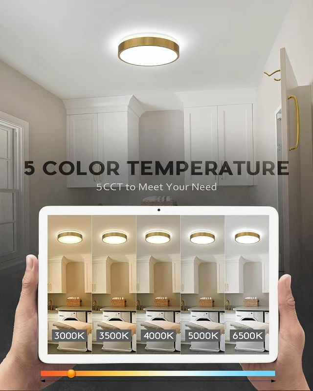 Alt view image 3 of 7 - Ken & Ricky 12" Modern Flush Mount Ceiling LightBrush Gold,1 Pack