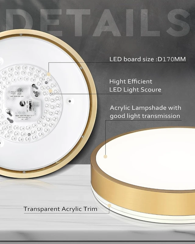 Alt view image 4 of 7 - Ken & Ricky 12" Modern Flush Mount Ceiling LightBrush Gold,1 Pack