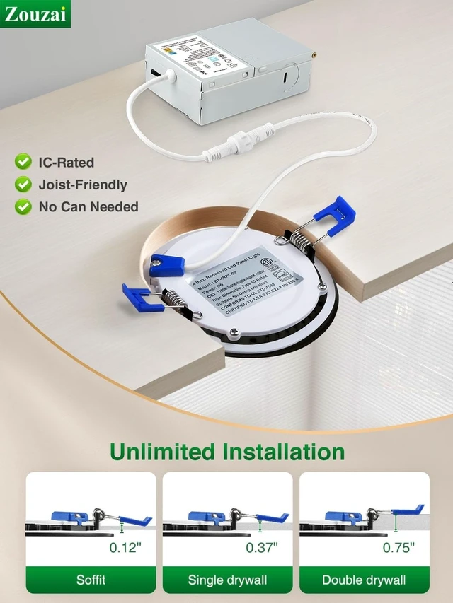 Alt view image 7 of 7 - zouzai 12 Pack 6 Inch LED Recessed Ceiling Light, 12W=110W, 5CCT, Dimmable