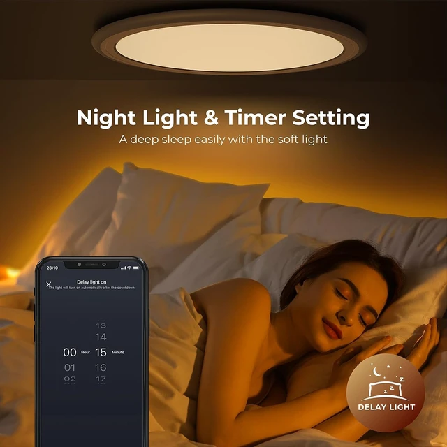 Alt view image 7 of 7 - BLNAN Smart RGB LED Flush Mount Ceiling Light with Remote, 13 Inch 24W Dimmable Color Changing Low Profile Wired White Fixture, Works with Alexa Google Home App for Bedroom Living Kids Room Party