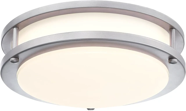 Alt view image 7 of 7 - 7.5 Inch Round Brushed Nickel Ceiling Light Fixture - Flush Mount LED Kitchen Ceiling Lamp 2700K/3000K/3500K/4000K/5000K Adjustable Brushed Nickel Bathroom LED Light for Bedroom 12W