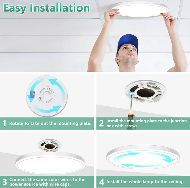 Alt view image 5 of 7 - Brightever 15 Inch Large LED Flush Mount Ceiling Light, 5000K Non-Dimmable