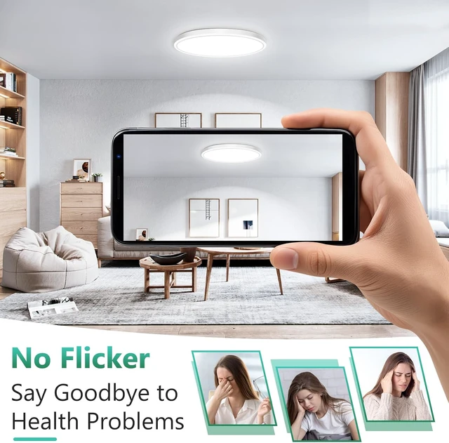 Alt view image 6 of 7 - Brightever 15 Inch Large LED Flush Mount Ceiling Light, 5000K Non-Dimmable