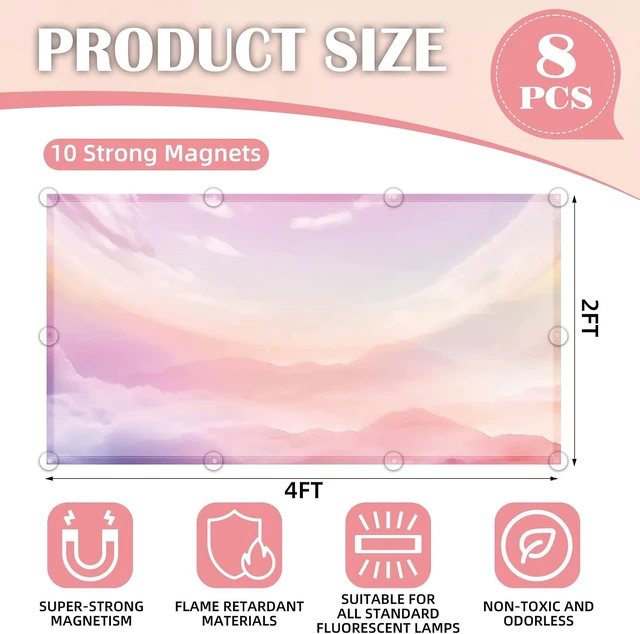 Alt view image 2 of 6 - ANGSYLTH 8 Pcs Fluorescent Light Covers, 4x2 Feet Fabric for Ceiling Lights