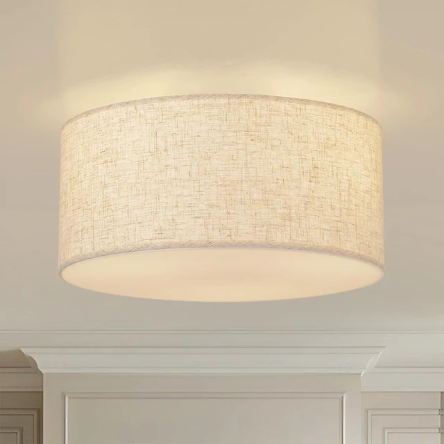 Main image of Vexagyle 13inch Semi Flush Mount Ceiling Light Fixture,3-Light Ceiling Mount Drum Light Fixture with Linen Shade,Modern Close to Ceiling Lamps for Living Room, Bedroom, Dining Room,Hallway