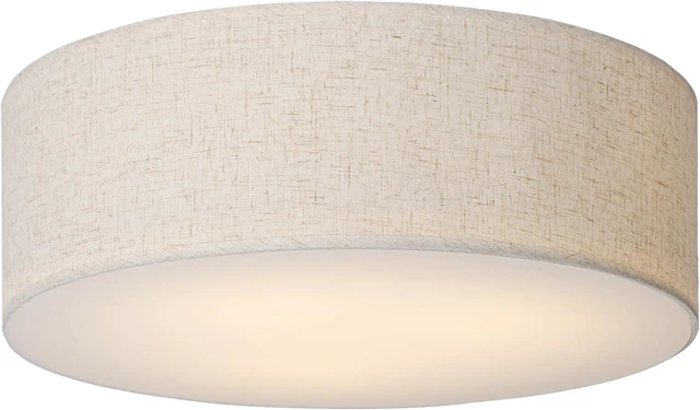 Main image of CALOKES 18-Inch Large Flush Mount Ceiling Light Fixture with Fabric Shade, Modern Drum Closed to Ceiling Lighting for Living Dining Room, Bedroom, Kitchen, Foyer - Farmhouse 3-Light Lamp & Chandelier