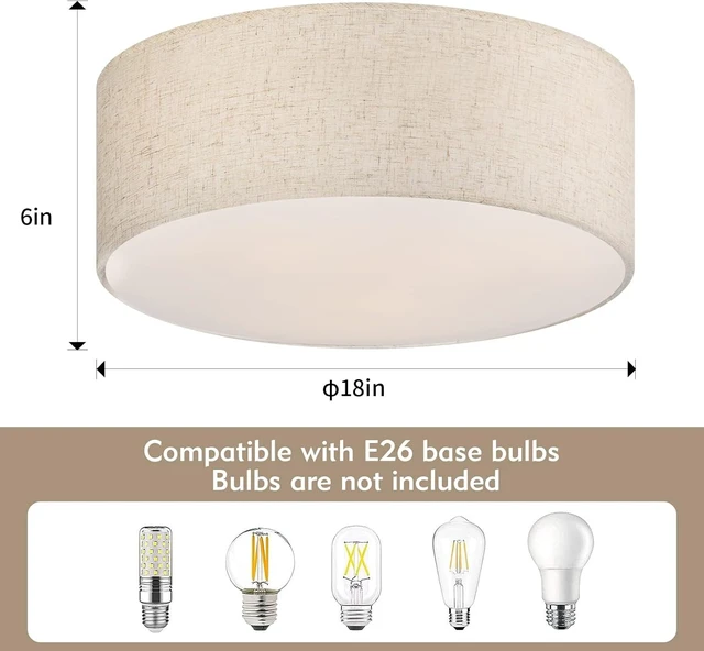 Alt view image 5 of 7 - 18'' Flush Mount Ceiling Light Modern Drum Ceiling Light Fixture
