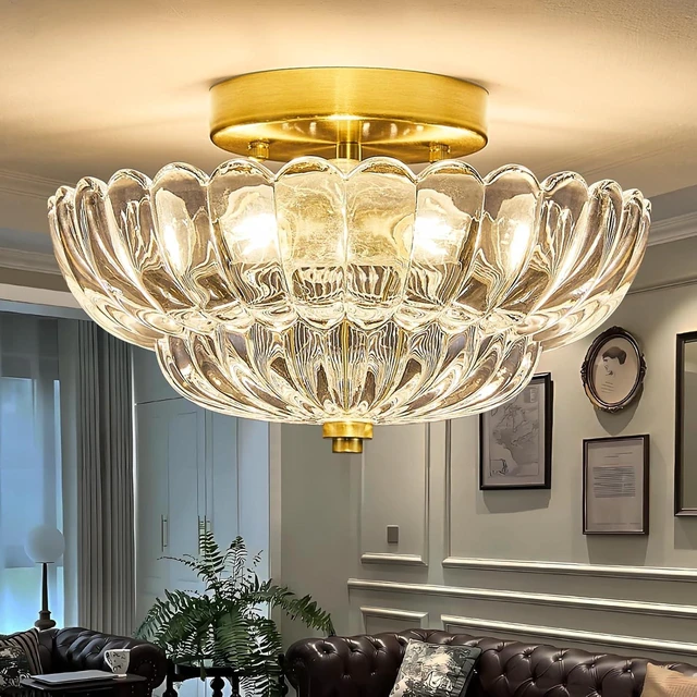 Main image of Clear Glass Semi Flush Mount Ceiling Light Fixture,11.8 in,3-Lights