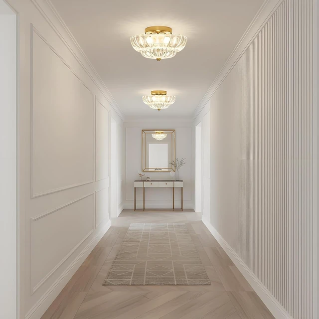 Alt view image 5 of 7 - Clear Glass Semi Flush Mount Ceiling Light Fixture,11.8 in,3-Lights