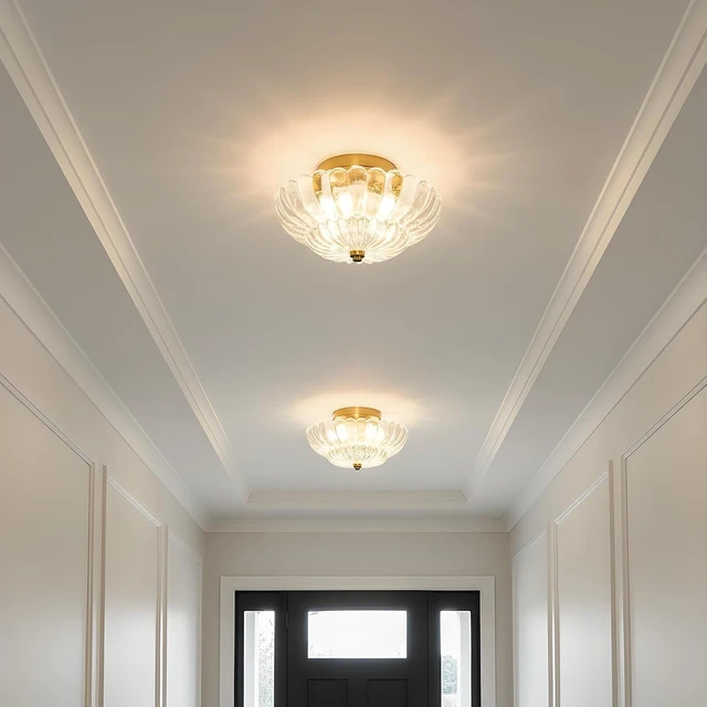 Alt view image 6 of 7 - Clear Glass Semi Flush Mount Ceiling Light Fixture,11.8 in,3-Lights