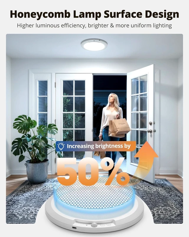Alt view image 3 of 7 - wowatt 10000mAh Rechargeable Ceiling Light, Battery Operated Ceiling Lights