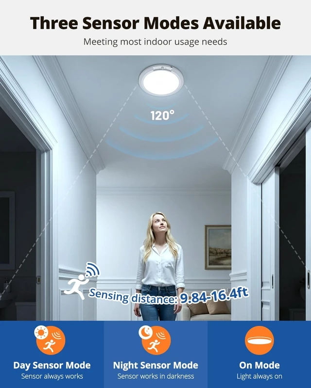 Alt view image 4 of 7 - wowatt 10000mAh Rechargeable Ceiling Light, Battery Operated Ceiling Lights