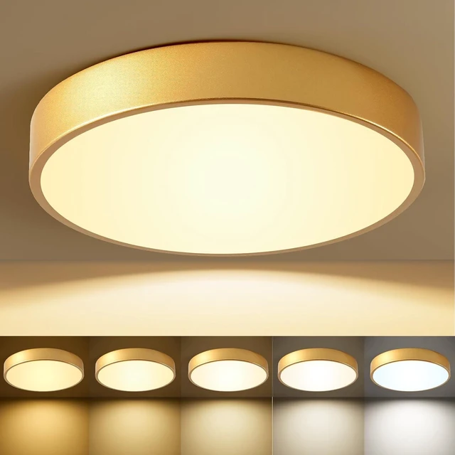 Main image of HLightnet Flush Mount Ceiling Light Gold LED Dimmable 5CCT 12 Inch 24W