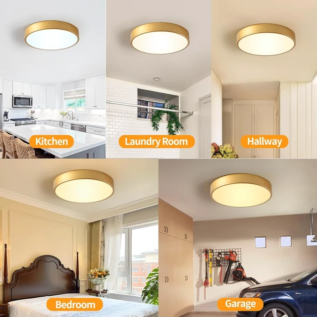Alt view image 7 of 7 - HLightnet Flush Mount Ceiling Light Gold LED Dimmable 5CCT 12 Inch 24W