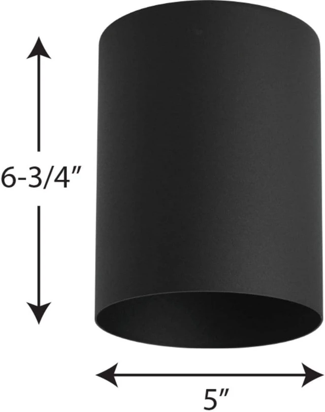 Alt view image 7 of 7 - Progress Lighting 5-Inch Cylinder Outdoor Flush Mount Ceiling Light, Black