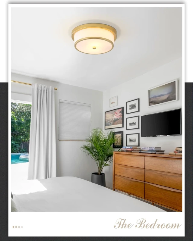 Alt view image 6 of 6 - 12 inch Flush Mount Ceiling Light, 2-Light Close to Ceiling Light Fixtures with Gold Finish for Bathroom Bedroom Kitchen Hallway (Gold)